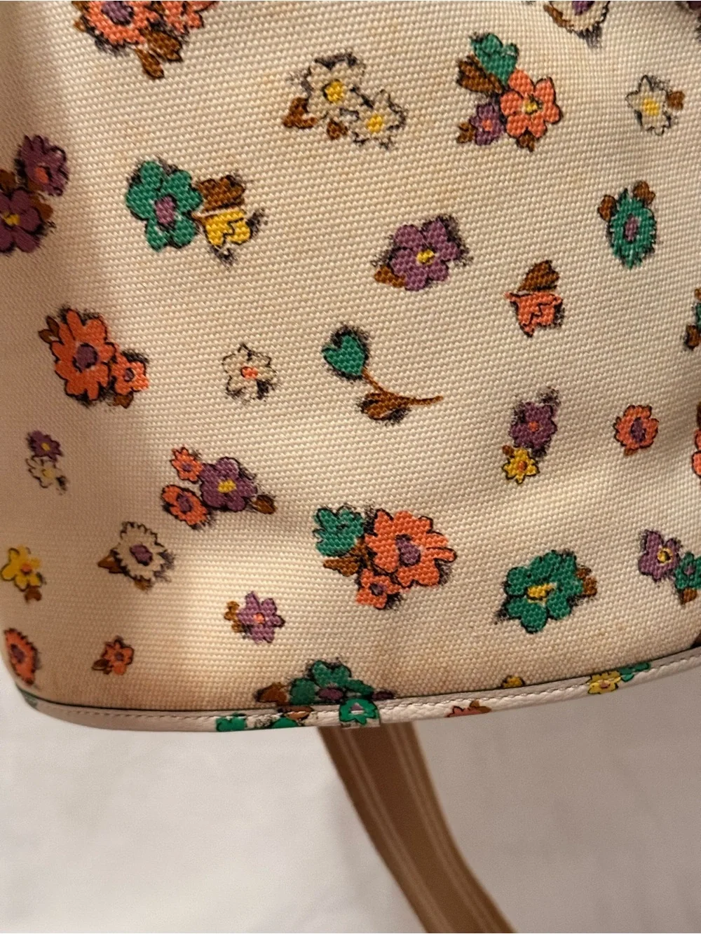 Coach Field Bucket Bag with Cross Stitch Floral Print - Chalk Multi